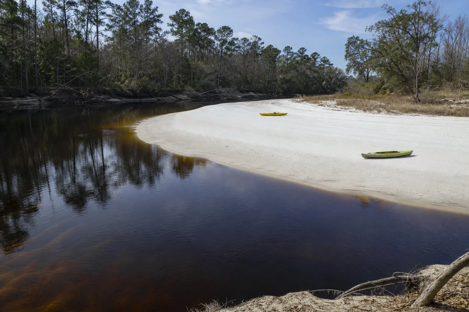 Sandbar camp on a blackwater river