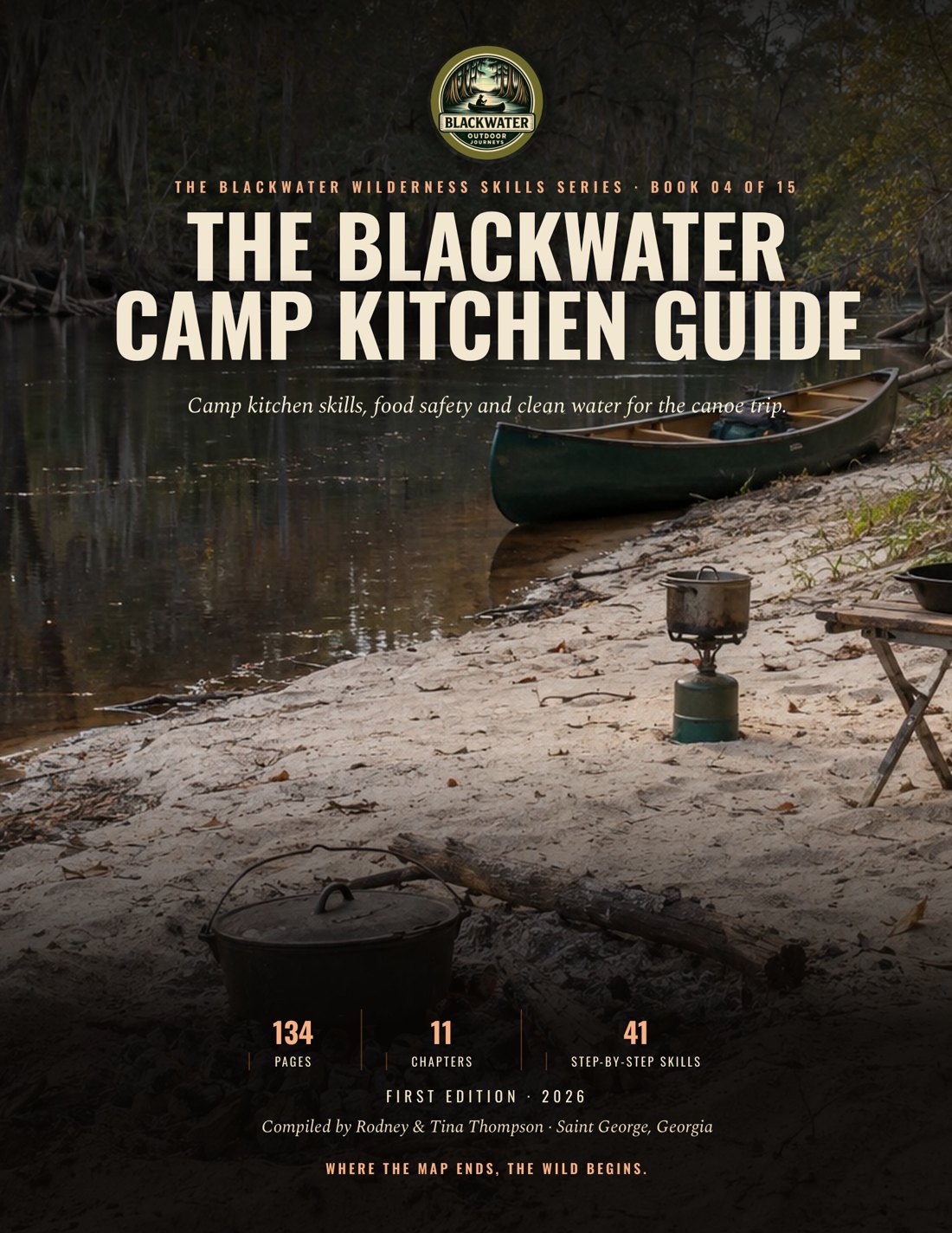 Cover of The Blackwater Camp Kitchen Guide, a printed camp cooking book for canoe trips