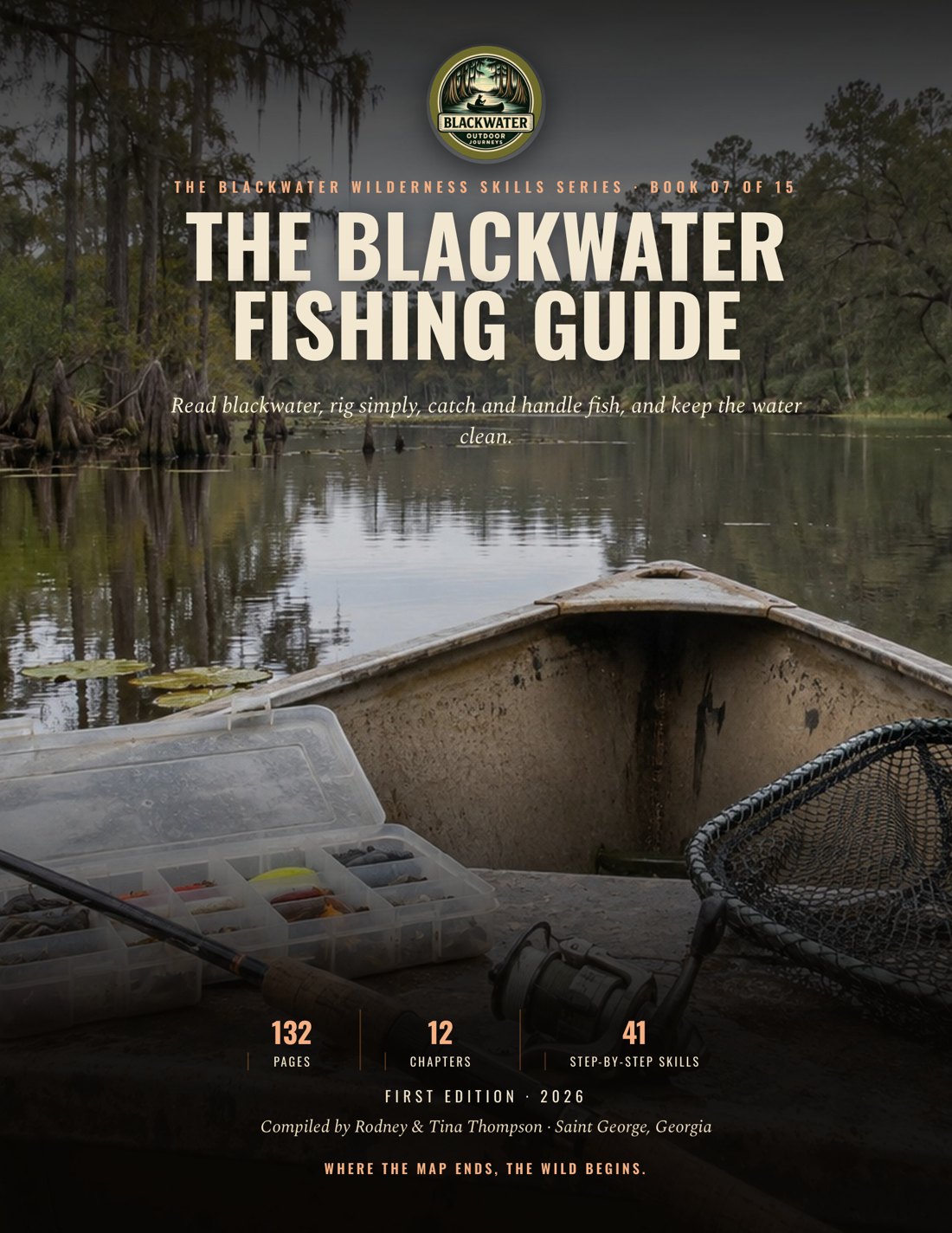 Cover of The Blackwater Fishing Guide, a printed guidebook for fishing blackwater rivers in Georgia and Florida