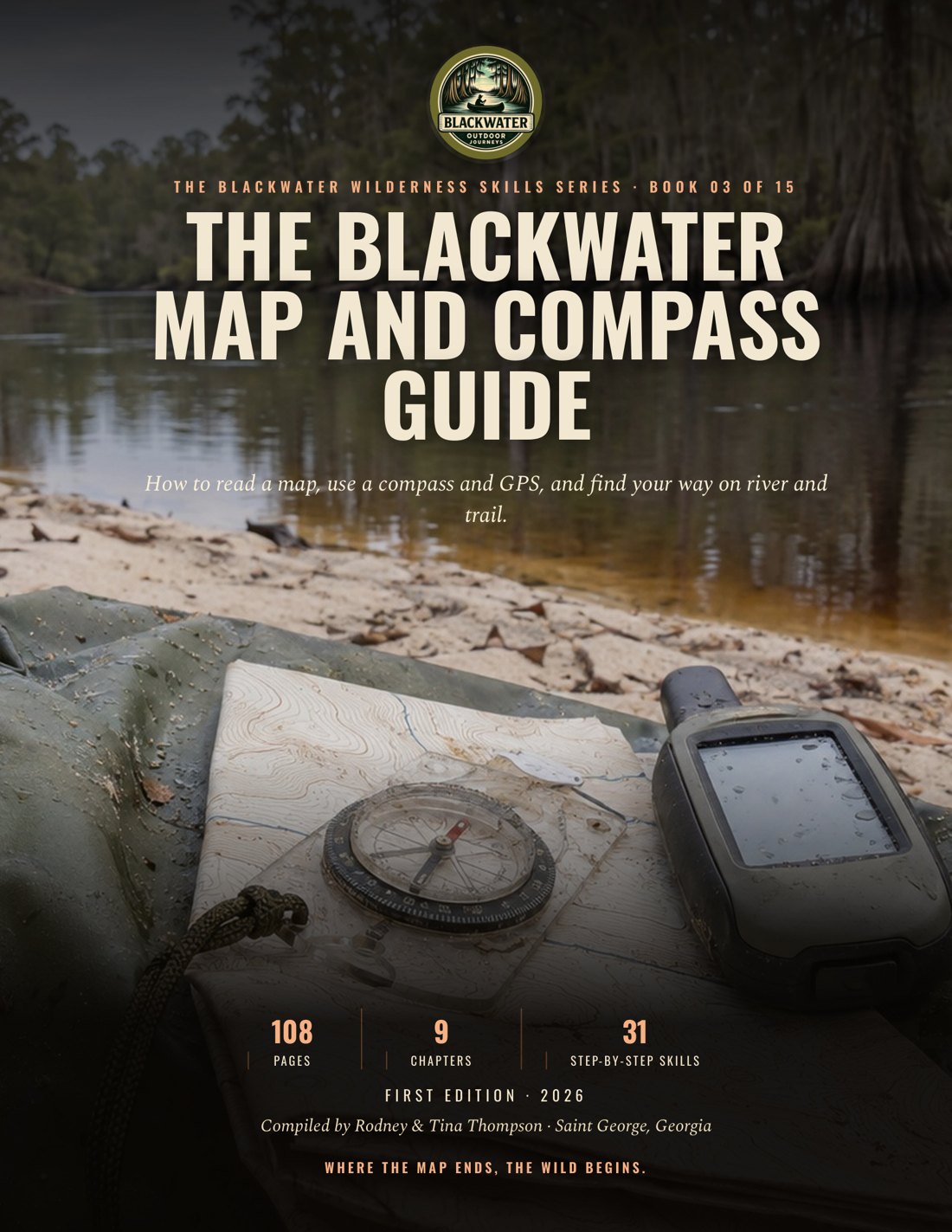 Cover of The Blackwater Map and Compass Guide, a printed navigation guidebook