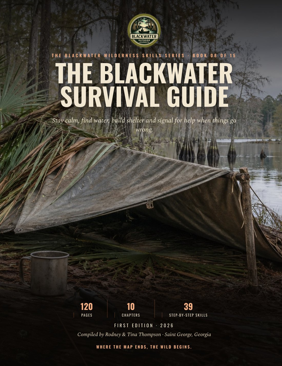 Cover of The Blackwater Survival Guide, a printed guidebook for swamp and wilderness survival