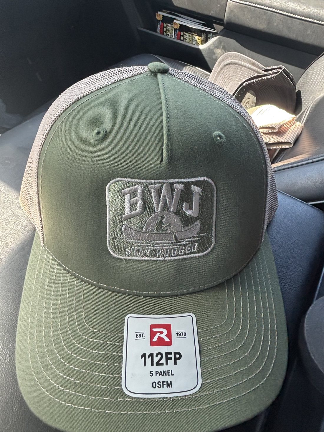 Olive green hat view 1